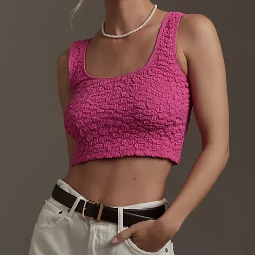 The Hannah Seamless Textured Pink Tank Size Medium